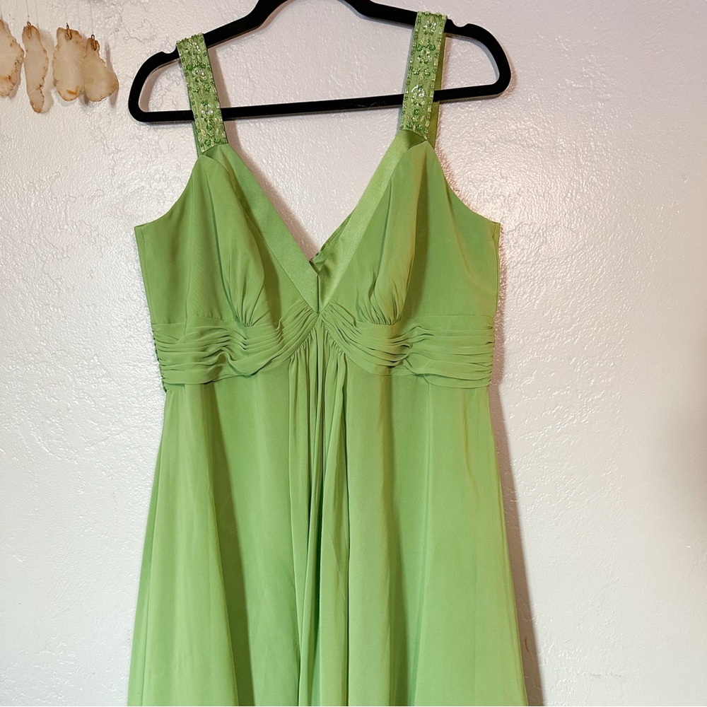 David's Bridal Beaded Green Dress